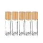 5 Pack 10ml Bamboo Roller Bottle for Essential Oils,Empty Clear Glass Roll On Bottle With Stainless Steel Roller Balls Travel Vial Essential Oil Roller Container-Pipette&funnel Included