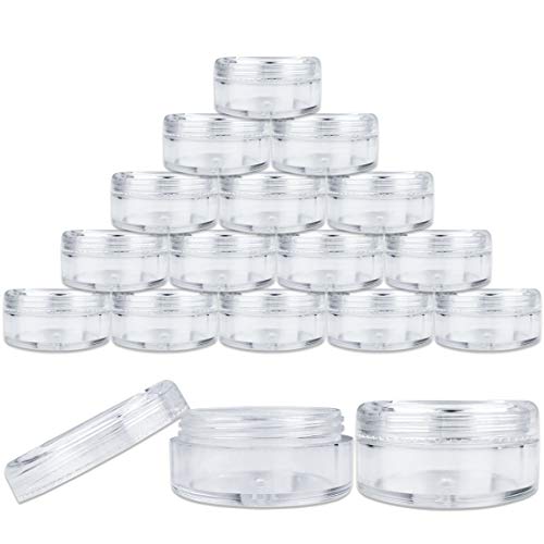 (Quantity: 25 Pieces) Beauticom 5G/5ML Round Clear Jars with Screw Cap Lids for Lotion, Creams, Toners, Lip Balms, Makeup Samples - BPA Free