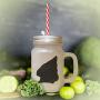 Black Peterbald Cat Head Silhouette Frosted Glass Mason Jar With Straw