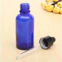 3PCS 30ml/1oz Blue Empty Refillable Glass Essential Oil Dropper Bottles Cosmetic Container Jar Pot Vial Holder with Pipette Eye Dropper for Essential Oil Aromatherapy Elite Fluid