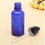 3PCS 30ml/1oz Blue Empty Refillable Glass Essential Oil Dropper Bottles Cosmetic Container Jar Pot Vial Holder with Pipette Eye Dropper for Essential Oil Aromatherapy Elite Fluid