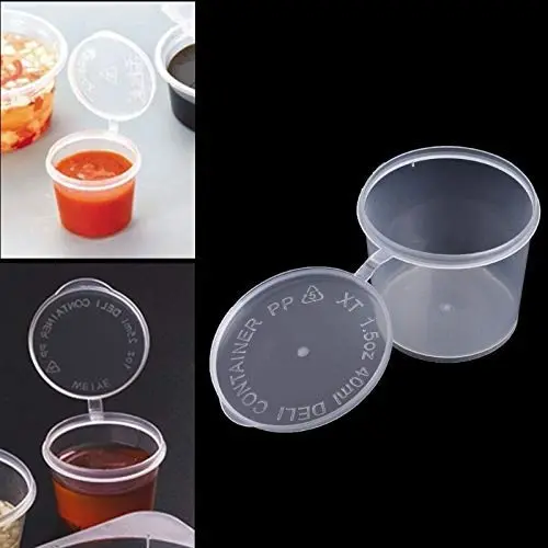 Bouteilles à sauce transparentes réutilisables, gobelets jetables pour salades, contenants pour condiments alimentaires + couvercles. Bouteilles à sauce transparentes réutilisables, gobelets jetables pour salades, contenants pour condiments alimentaires + couvercles.