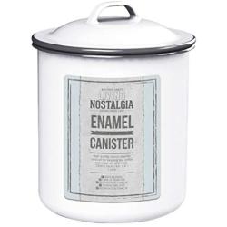 Kitchencraft Living Nostalgia Enamel Storage Tin, 12 x 16cm - White / Grey By