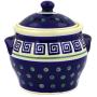 Polish Pottery 5?-inch Jar with Lid and Handles (Greek Key Theme) + Certificate of Authenticity