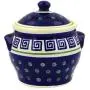 Bouteille en céramique polonaise de 13 cm avec couvercle et poignées (Motif grecque) + Certificat d'authenticité Bouteille en céramique polonaise de 13 cm avec couvercle et poignées (Motif grecque) + Certificat d'authenticité