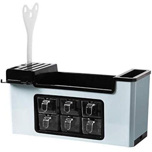 Multi-function seasoning box shelf spice bottle storage rack seasoning jar storage box condiment kitchen set, 天空蓝（大号）