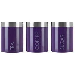 Premier Housewares Liberty Tea, Coffee and Sugar Canisters - Set of 3, Purple