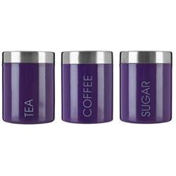 Premier Housewares Liberty Tea, Coffee and Sugar Canisters - Set of 3, Purple