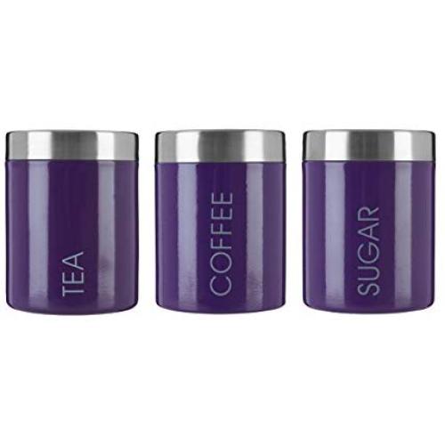 Premier Housewares Liberty Tea, Coffee and Sugar Canisters - Set of 3, Purple