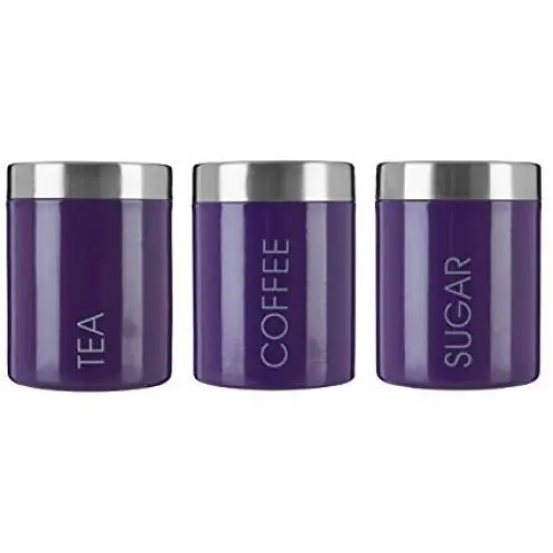 Premier Housewares Liberty Tea, Coffee and Sugar Canisters - Set of 3, Purple Premier Housewares Liberty Tea, Coffee and Sugar Canisters - Set of 3, Purple