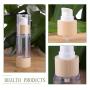 2PCS Empty Refill Portable Bamboo Plastic Airless Vacuum Emulsion Pump Bottle Jars Cream Lotion Make Up Sample Travel Packing Vials Cosmetic Toiletries Liquid Storage Containers(100ml/3.4oz)