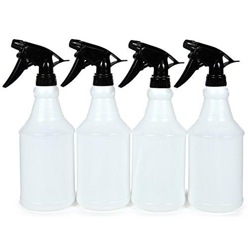 Vivaplex, 4, Large, 24 oz, Sturdy, Empty, Plastic Spray Bottles, with Black Trigger Sprayers