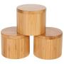 Lilys Home Round Bamboo Jar, Salt and Spices Storage Containers, Small 6oz Salt Box With Magnetic Lock. Set of 3 Wood Boxes