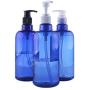 3PCS 500ML/17OZ Blue Refill Leakproof Plastic Press Pump Bottle Jar Pots Packing Storage Holder Container Dispenser for Makeup Cosmetic Bath Shower Gel Toiletries Liquid Shampoo(Pump Color Random)