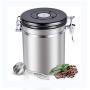 DEBON Airtight Coffee Canister, Stainless Steel Container for the Kitchen, Coffee Ground Vault Jar With One Way Co2 Valve And Scoop, Tea Coffee Sugar storage, Extra Coffee Spoon, 16 oz