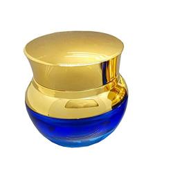 1PCS 30ML1oz Blue Empty Upscale Glass Bottle Jar Container With Gold Lid Inner Pad Cosmetic Makeup Eye Shadow Jar Emulsion Face Cream Travel bottle Container