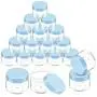 20 Pieces Round Pot Jars Plastic Cosmetic Containers Set with Lid for Liquid Creams Sample, 20 ml/ 0.7 oz (Blue Lid) 20 Pieces Round Pot Jars Plastic Cosmetic Containers Set with Lid for Liquid Creams Sample, 20 ml/ 0.7 oz (Blue Lid)