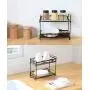 2-Stufen Stehschrank Gewürz Organizer Küchen Bad Schreibtisch Aufbewahrung Kosmetik Make-up Glaskaraffen Becherhalterbare, abnehmbare Regale (Schwarz)