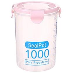 ManxiVoo Food Storage Containers with Lids,Plastic Easy Snap Lock Sealed Storage Jars Kitchen Containers (Pink (1000ml))