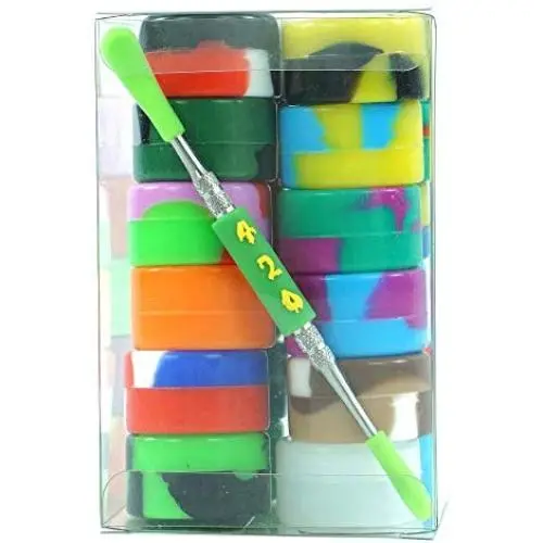 TOPJAR 24-Pack 5ml Food Grade Silicone Container Non Stick Round Multi Use Storage Oil Jar Assorted Color and a Carving Tool TOPJAR 24-Pack 5ml Food Grade Silicone Container Non Stick Round Multi Use Storage Oil Jar Assorted Color and a Carving Tool