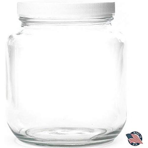 64oz HALF GALLON Wide Mouth Clear Mason Jar with Lid ? MADE IN USA ? Used for Canning & Fermenting Kombucha Kefir Yogurt ? USDA Approved BPA Free