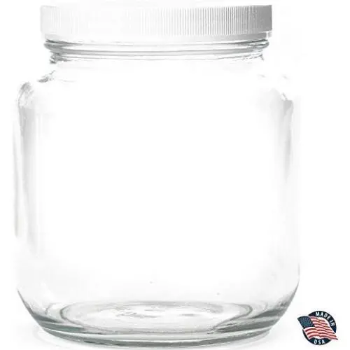64 oz HALBGALLON Klarglas Mason Jar mit Deckel ? HERGESTALTET IN USA ? Für Konservenherstellung und Fermentation von Kombucha, Kefir, Joghurt ? USDA-Genehmigt, BPA-frei