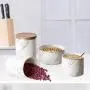 Keramik Lagerglas von Bakoustar mit Dichtung und Holzulüdt-Moderner Keramik-Aufbewahrungsbehälter für Lebensmittel, Tee, Make-up-Pinsel und mehr (460 ml)