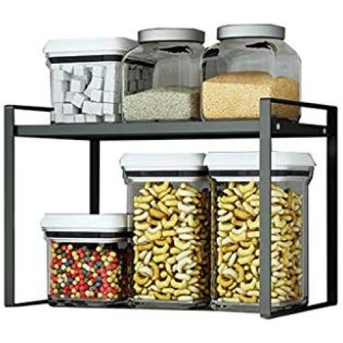 Shelf Organizer Kitchen Organization Metal Spice Rack Under Sink Holder Jars Shelf Countertop Seasoning Storage Freestanding Display For Cabinet Pantry Shoe Rack (Size : 33x20.5x24cm)