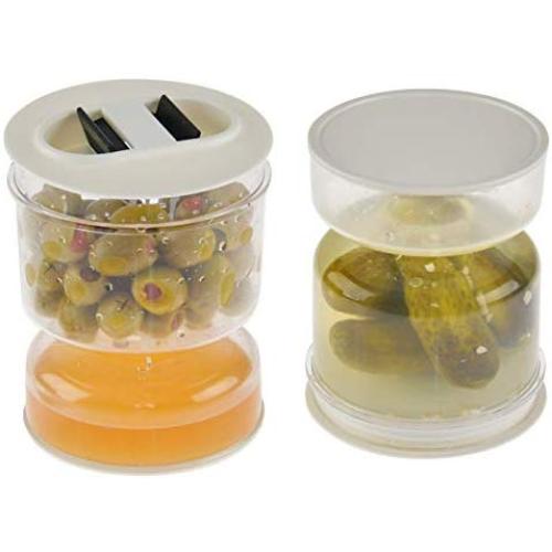 HOME-X Pickle and Olives Hourglass Jar, Juice Separator, Pickle and Olive Container ? 4.5” L