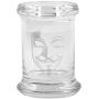 Clear Glass Herb Stash Jar and Lid 2.75 oz with V For Vendetta Logo from Smoke Promos