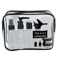 Wobe Travel Bottles and TSA Approved Toiletry Bag, Clear Quart Size with Leak-Proof Travel Containers Set Makeup Bag Accessories for Liquids Carry-On Luggage Compliant for Airplaine