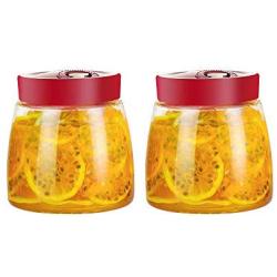 2 Pack - 34 Oc, With Lastic Sealing Cap, Food Storage, Fermentation, Yogurt - Wide Mouth Easy to Clean - Dishwasher Safety