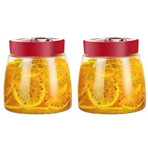 2 Pack - 34 Oc, With Lastic Sealing Cap, Food Storage, Fermentation, Yogurt - Wide Mouth Easy to Clean - Dishwasher Safety