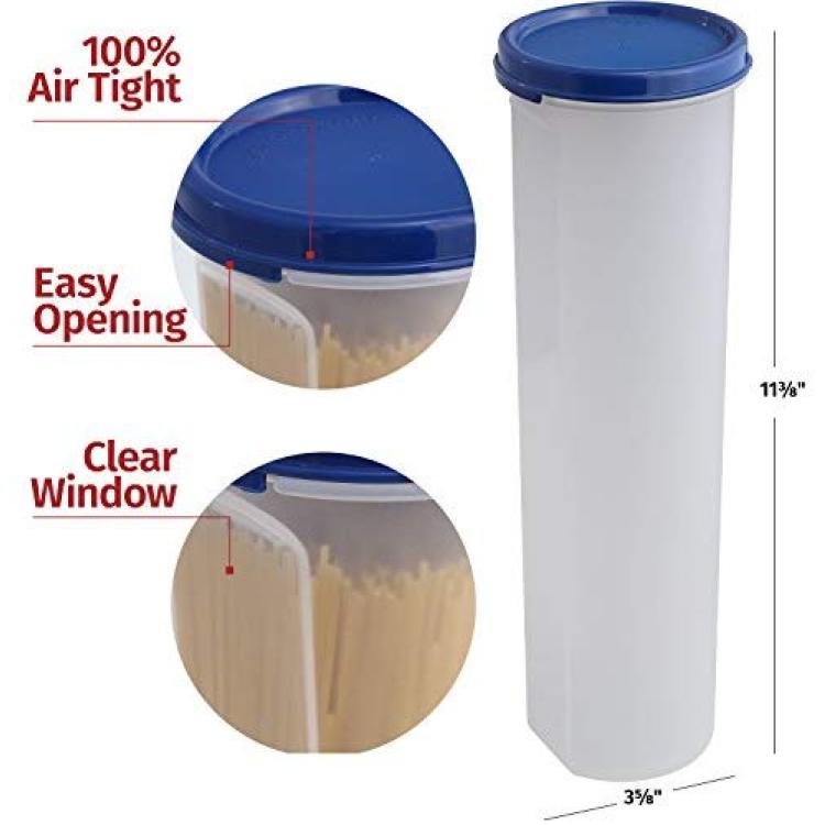 Airtight Food Storage Tall Containers for Spaghetti Noodle and Pasta - 2  Piece Set