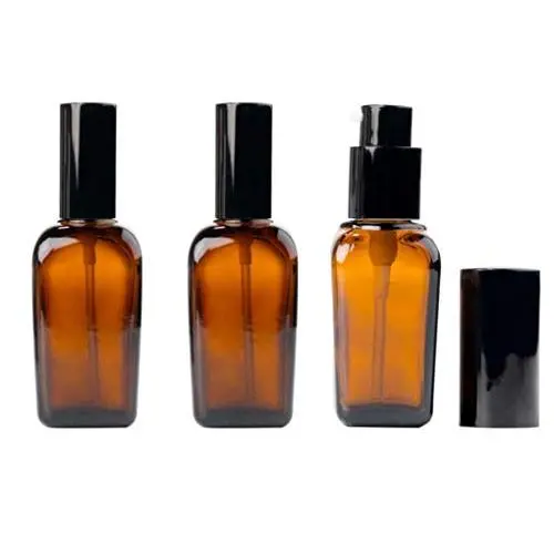 3er Set Amberfarbene Glas-Pumpenflaschen 10ML/0.34Oz für Kosmetik, Creme, Lotion, Öl – Mit Schwarzer Pumpe & Deckel für Emulsionen und Flüssigkeiten