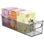 mDesign Slim Plastic Kitchen Pantry Cabinet, Refrigerator or Freezer Food Storage Bin with Handles - Organizer for Fruit, Yogurt, Snacks, Pasta - BPA Free, 14" Long, 2 Pack - Smoke Gray