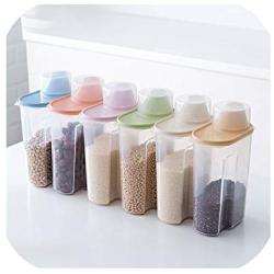 PP Food Storage Box Plastic Clear Container Set with Pour Lids Kitchen Storage Bottles Jars Dried Grains Tank 1.9L 2.5L H1211,Small one piece