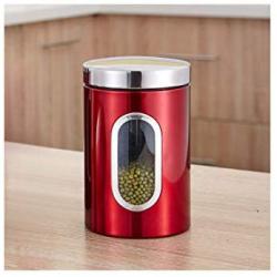 storage jar Grain container Food container Storage Box，Holiday Gifts Creative Stainless Steel Kitchen Snacks Sealed Cans Gift Storage Tanks, Red Single 1