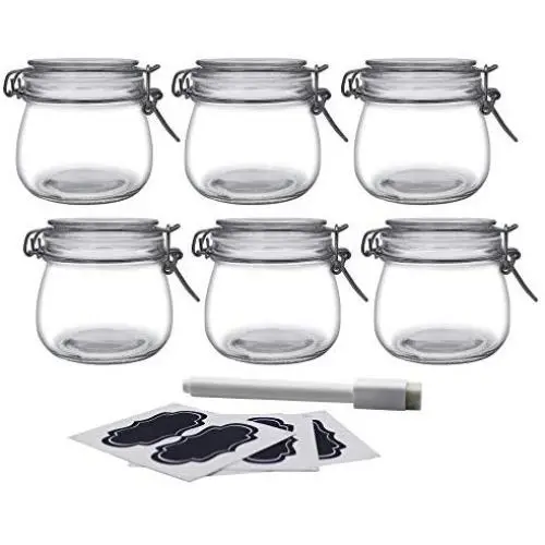 Bouteilles de Rangement Alimentaire YEBODA 16oz en Verre avec Bouchons Ermétiques et Joints en Silicone – Rondes Claires (6 Pièces) Bouteilles de Rangement Alimentaire YEBODA 16oz en Verre avec Bouchons Ermétiques et Joints en Silicone – Rondes Claires (6 Pièces)