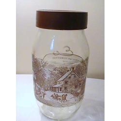 Carlton Glass Curier & Ives American Homestead Winter 2 L Canister