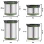 Airtight Container Jar Stainless Steel 4 Piece Food Storage Canister Set with Transparent Lids for Tea,Coffee,Snacks, Milk Powder,Beans Canisters(Green)