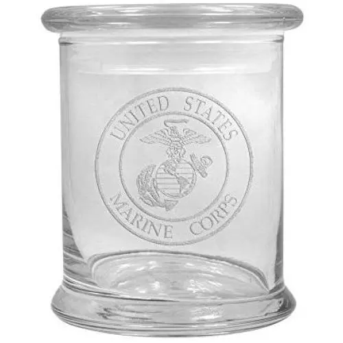 12 oz Klar Glas Kräuterdose mit US Marine Logo