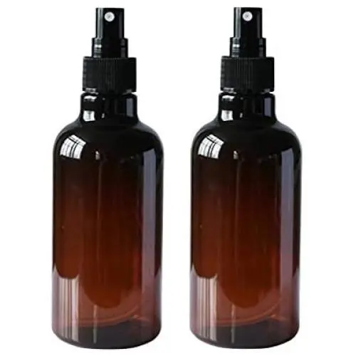 2 STÜCKE 250ML/8oz Runde PET-Sprühflaschen mit Schwarz-Sprühkopf – Make-up, Kosmetik, Bad, Toiletten-Reinigungsmittel, Parfüm, Haarkonditionierer-Aufbewahrungskisten (Braun)