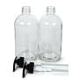 Vivaplex, 2, Large, 16 oz, Empty, Clear Glass Bottles with Black Lotion Pumps
