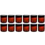 (Set of 12) Amber 4 Ounce Plastic Straight Sided Jars with Smooth Black Lids