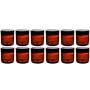 (Set of 12) Amber 4 Ounce Plastic Straight Sided Jars with Smooth Black Lids