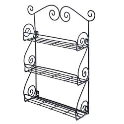 Coortical 3-Tier Spice Rack Spice Jars Bottle Holder Storage Organizer Shelf for Kitchen Scroll Wall Mounted, Pantry, Cabinet, Counter top Free Standing Rack- Black