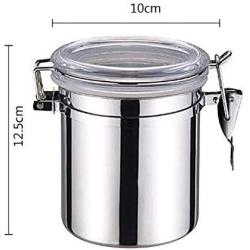 Coffee bean sealed can Small And Light Stainless Steel Airtight Coffee Storage Canister Keeper Kitchen Sealed Cans Storage Tank For Coffee Beans Keep dry (Color : One color, Size : 1012.5cm)