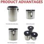 Airtight Coffee and Food Storage Canister Stainless Steel Can Container for Coffee Bean Coffee Ground Tea Sugar Flour (Large 63oz)