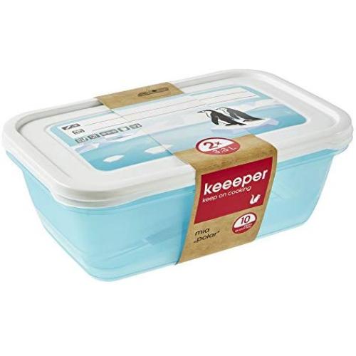 keeeper &quotMia Polar Rectangle Freeze Food Box, Blue, 3.3 Litre, 2-Piece